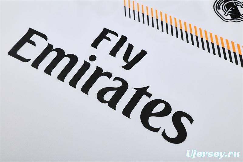 Retro 13/14 Real Madrid White Half Zipper Jacket+Long Pants