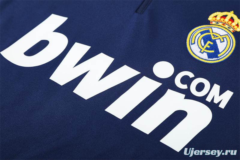 Retro 09/10 Real Madrid Royal Blue Half Zipper Jacket+Long Pants