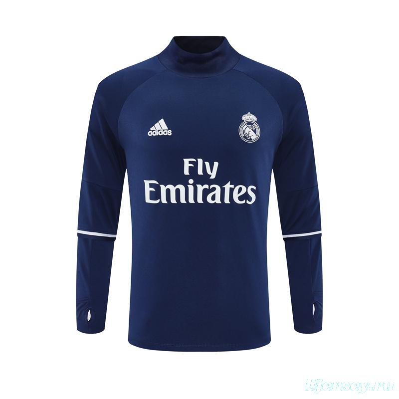 Retro 16/17 Real Madrid Royal Blue Half Zipper Jacket