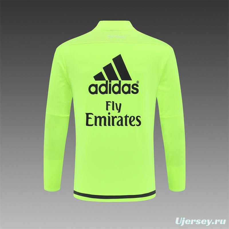 Retro 15/16 Real Madrid Fluorescent Green Half Zipper Jacket