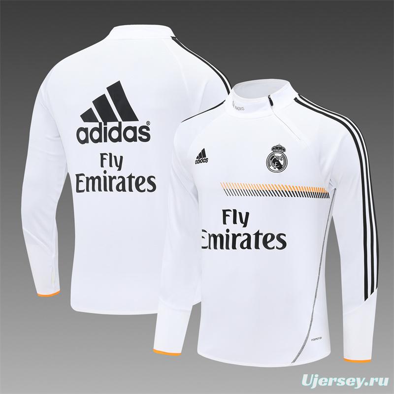 Retro 13/14 Real Madrid White Half Zipper Jacket