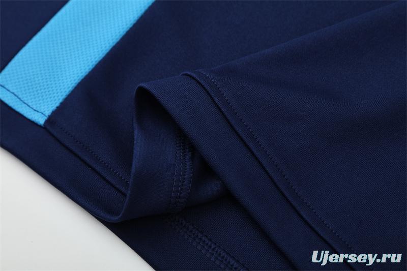 Retro 03/04 Real Madrid Royal Blue Half Zipper Jacket+Long Pants