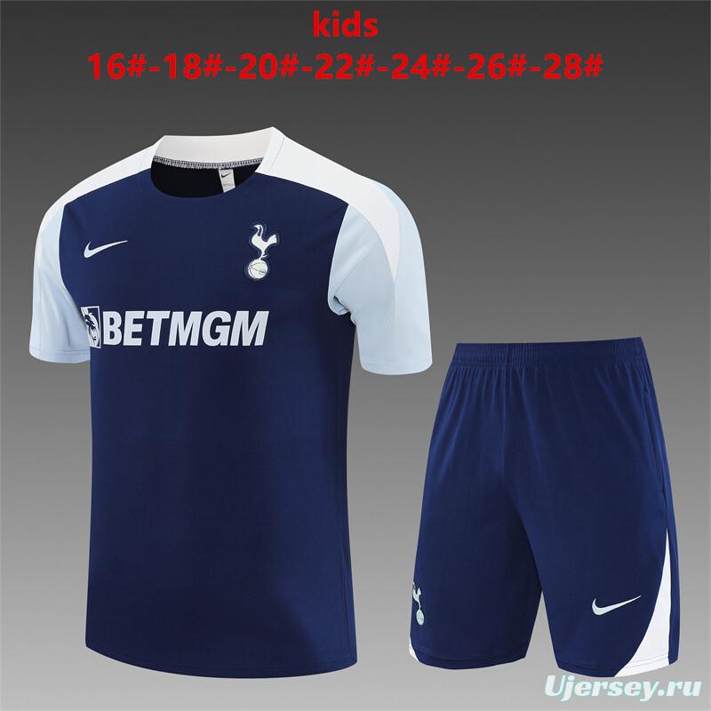 25/26 Kids Tottenham Hotspur Royal Blue Short Sleeve+Soccer Shorts