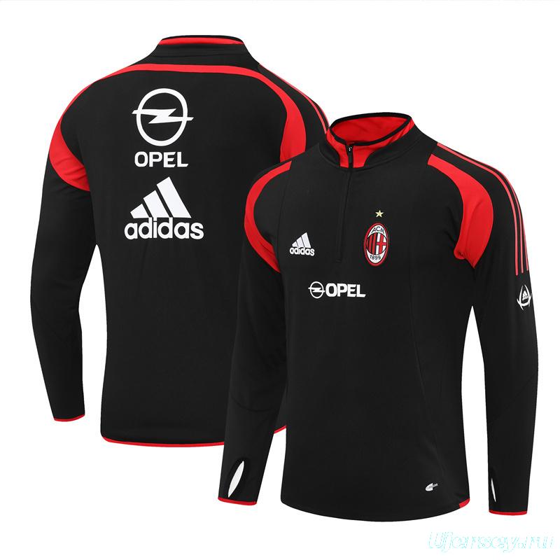 Retro 04/05 AC Milan Black Half Zipper Jacket+Long Pants