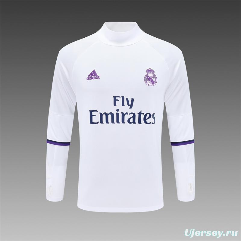 Retro 16/17 Real Madrid White Half Zipper Jacket