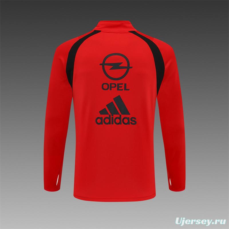 Retro 03/04 AC Milan Red Half Zipper Jacket+Long Pants