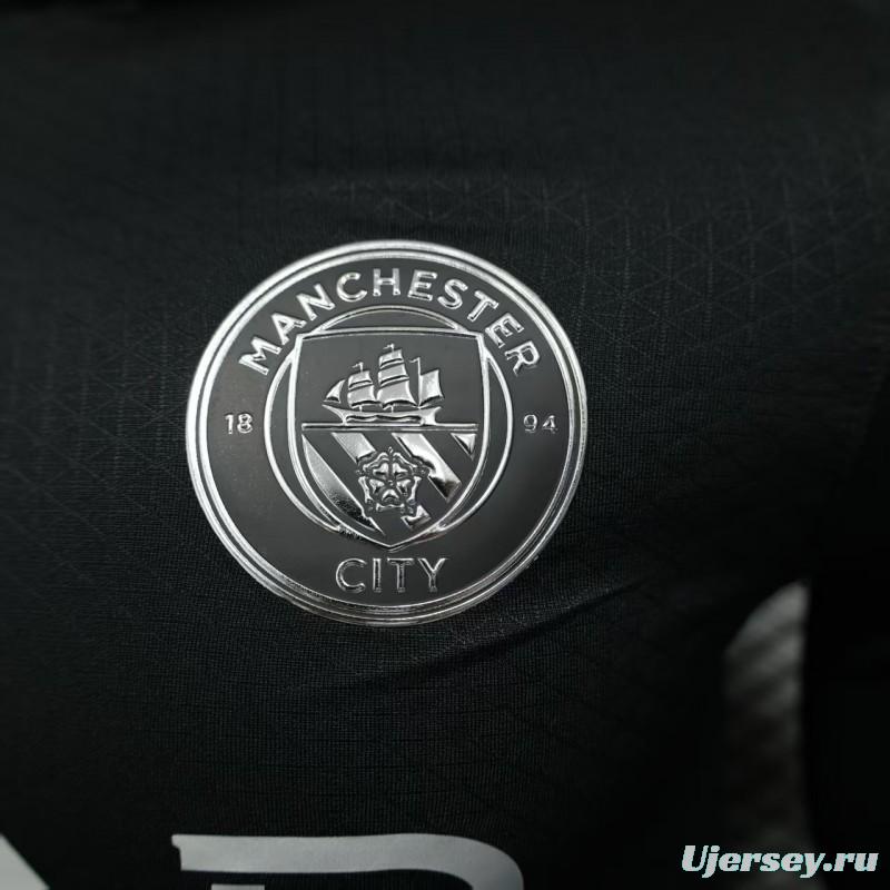 Player Version 25/26 Manchester City Away Long Sleeve Black Jersey