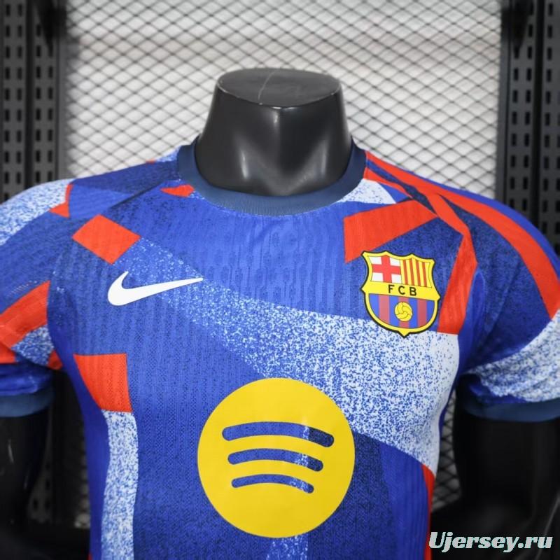 Player Version 25/26 FC Barcelona Blue with Abstract Geometric Pattern Jersey