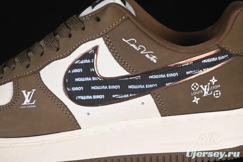 Nike Air Force 1 '07 Low LV Collaboration Military Green Silver Black Casual Sneakers - DK0188-086