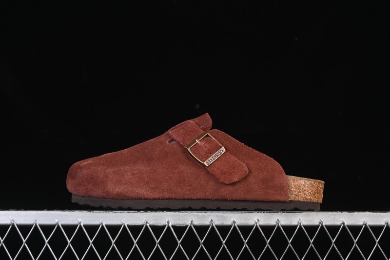Birkenstock Sandals Series with Soft Leather Upper and Cork Rubber Midsole - Red Wine