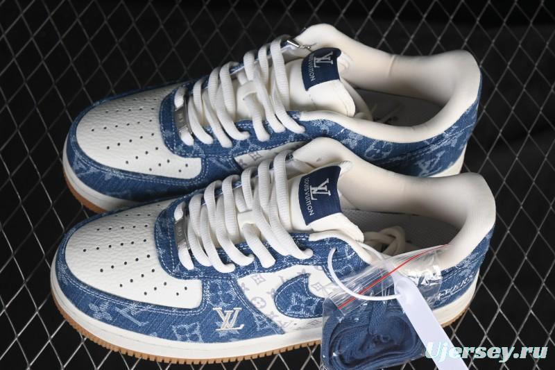 Nike Air Force 1 '07 Low LV Collaboration White Navy Blue Casual Sneakers - YF9511-813