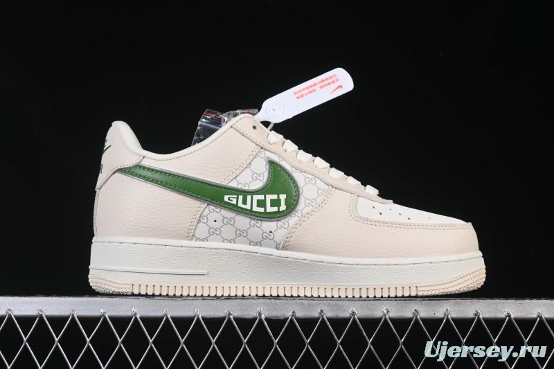 Nike Air Force 1 '07 Low Gucci Collaboration White Brown Green Casual Sneakers - YF9511-804