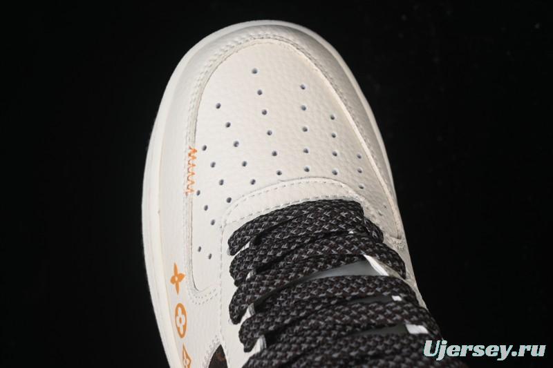 Nike Air Force 1 '07 Low LV Collaboration Beige Brown Patchwork Casual Sneakers - DD1982-302