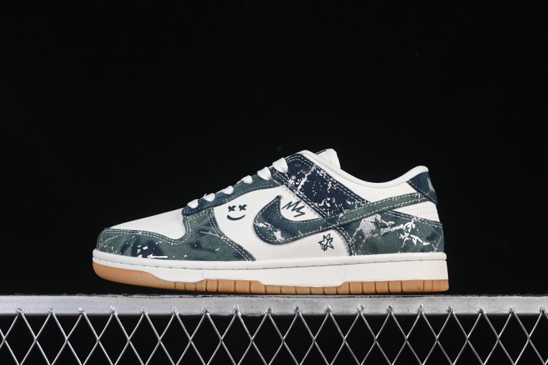 Nike SB Dunk Low Military Green Woven Custom Low-Top Casual Skate Shoes - SC0601-464