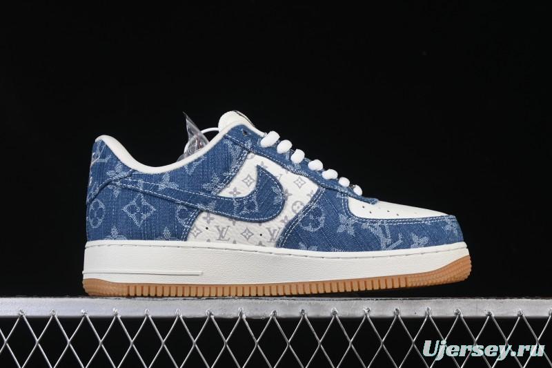 Nike Air Force 1 '07 Low LV Collaboration White Navy Blue Casual Sneakers - YF9511-813
