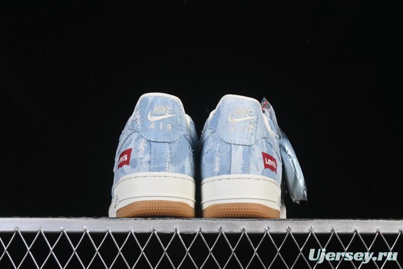 Nike Air Force 1 '07 Low Levi's White Light Blue Casual Sneakers - YF9511-814