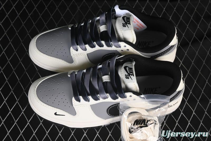 Nike SB Dunk Low Stone Island Collaboration Beige Grey Black Patchwork Anniversary Custom Low-Top Casual Skate Shoes - JP8028-041