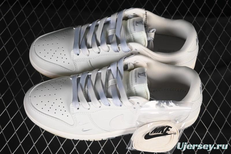 Nike SB Dunk Low LV Collaboration Beige Gray Double Swoosh Crystal Sole Anniversary Custom Low-Top Casual Skate Shoes - XX3168-190