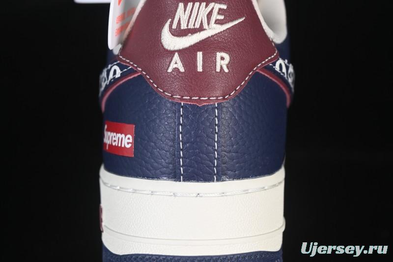 Nike Air Force 1 '07 Low Supreme Collaboration White Blue Wine Red Casual Sneakers - YF9511-801
