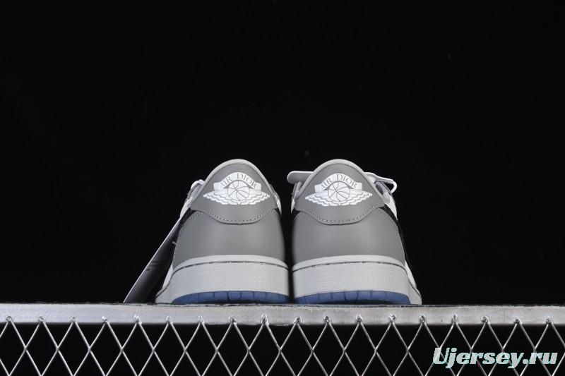 Dior Air Jordan 1 Low White Grey Collaboration Low-Top Sneakers - CN8608-002