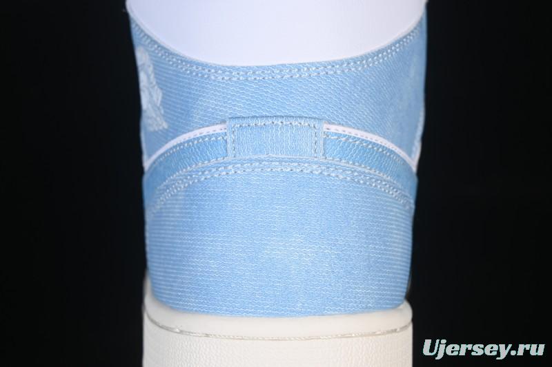 Nike Air Jordan 1 Mid Retro Denim Blue Casual Sneakers - HQ2005-100