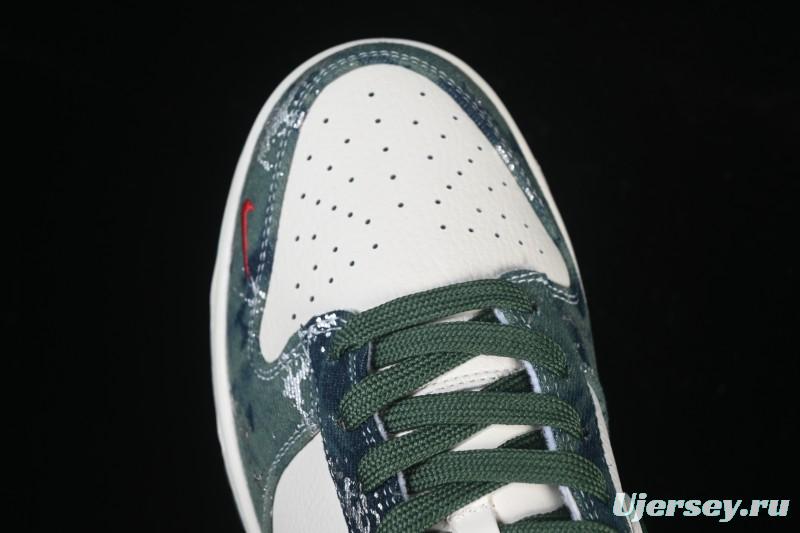 Nike SB Dunk Low BAPE Collaboration White Army Green Anniversary High-End Custom Low-Top Casual Skate Shoes - SC0601-465