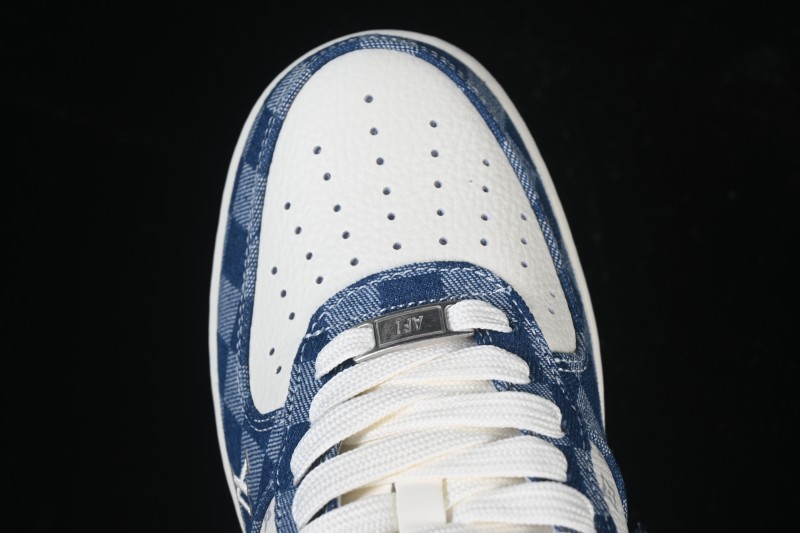 Nike Air Force 1 '07 Low Casual Sneakers in White Navy Blue - YF9511-816