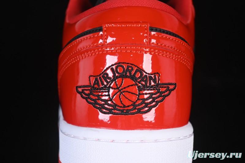 Nike Air Jordan 1 Low AJ1 Patent Leather Black Red Low-Top Casual Sneakers HV4089-006