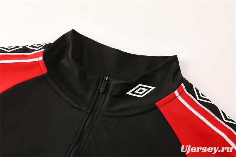 Retro 98/99 Manchester United Black Half Zipper Jacket