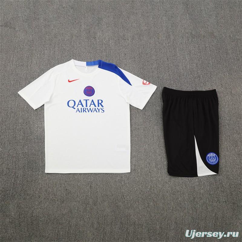 25/26 PSG White T90 with XS Short Sleeve+Soccer Shorts