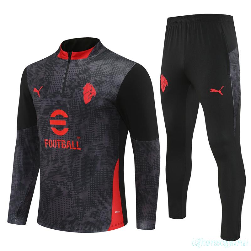 25/26 AC Milan Black Camouflage Half Zipper Jacket+Long Pants