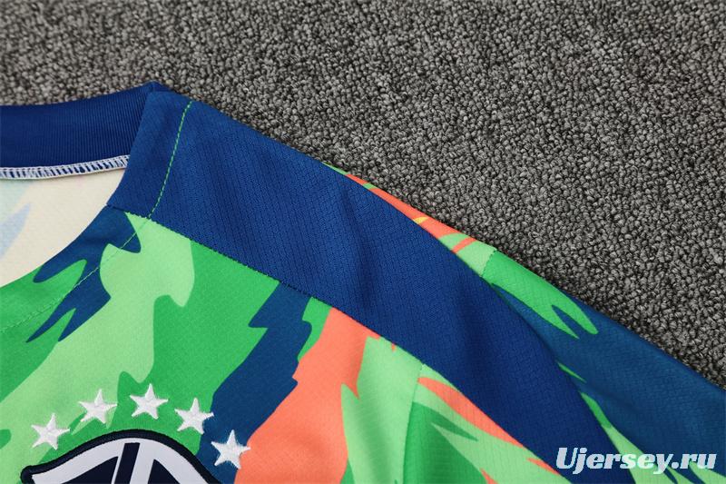 25/26 Brazil Blue Green Camouflage with XS Short Sleeve+Soccer Shorts