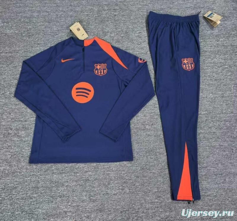 Player Version 25/26 Kids Barcelona Royal Blue T90 Half Zipper Jacket+Long Pants