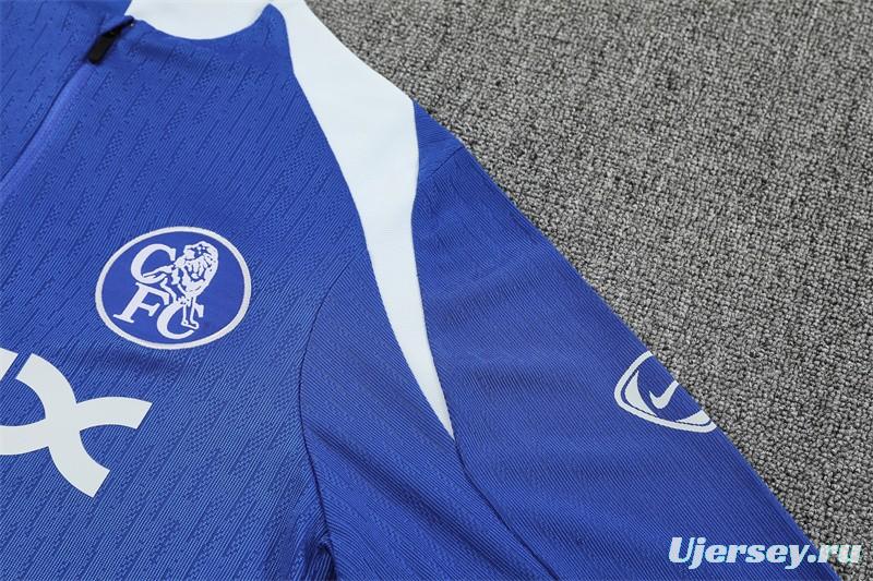 Player Version 25/26 Chelsea Color Blue T90 Half Zipper Jacket+Long Pants