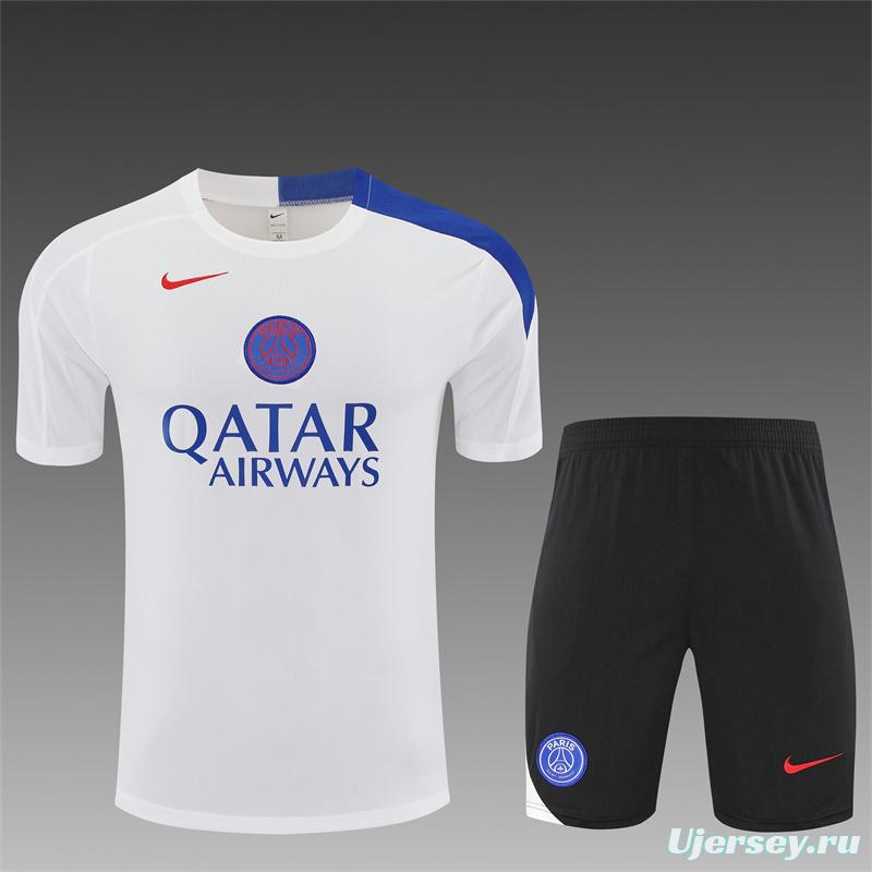 25/26 PSG White T90 with XS Short Sleeve+Soccer Shorts