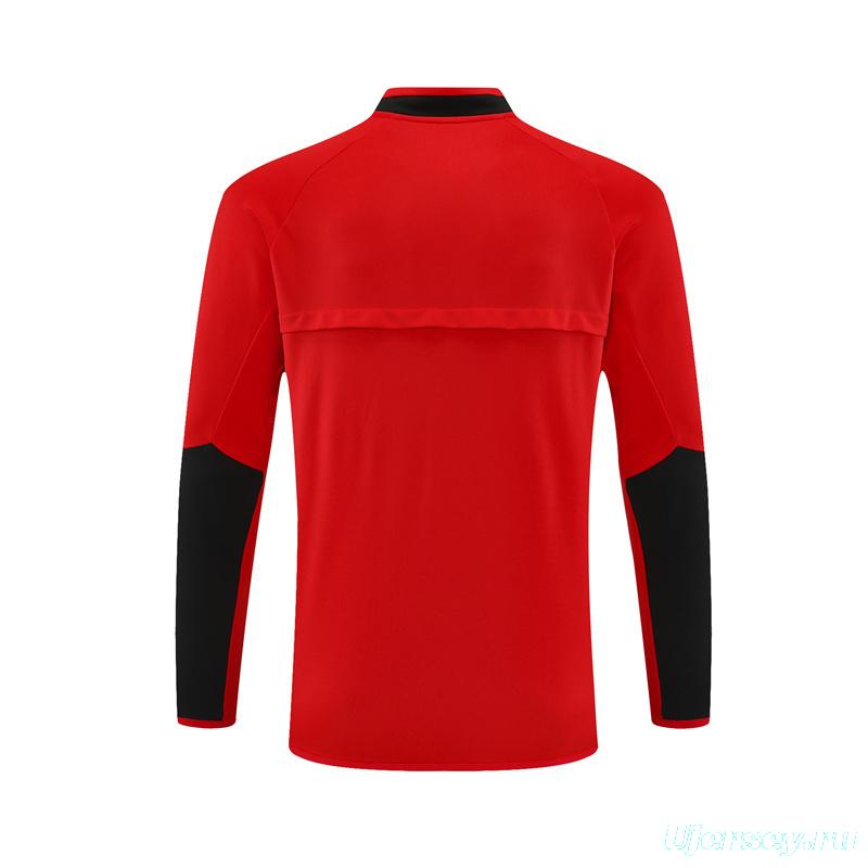 Retro 02/03 Manchester United Red Half Zipper Jacket