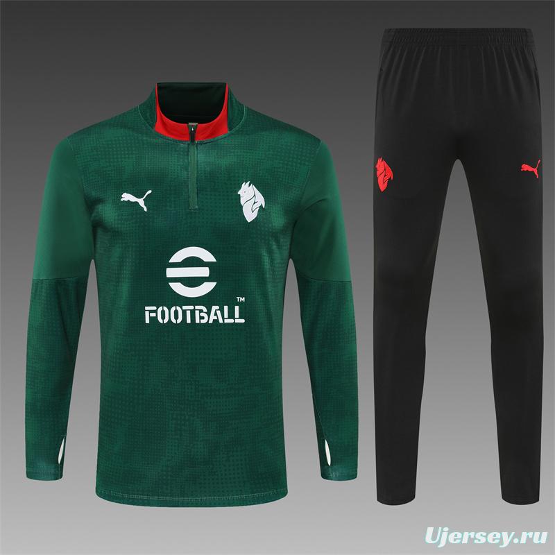 25/26 AC Milan Green Camouflage Half Zipper Jacket+Long Pants