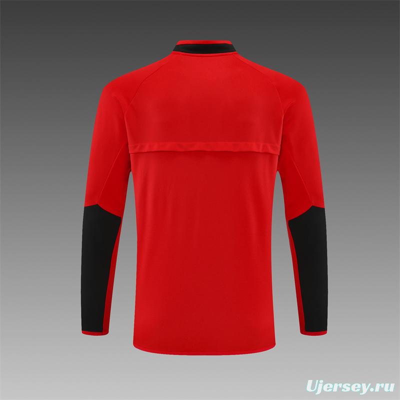 Retro 02/03 Manchester United Red Half Zipper Jacket