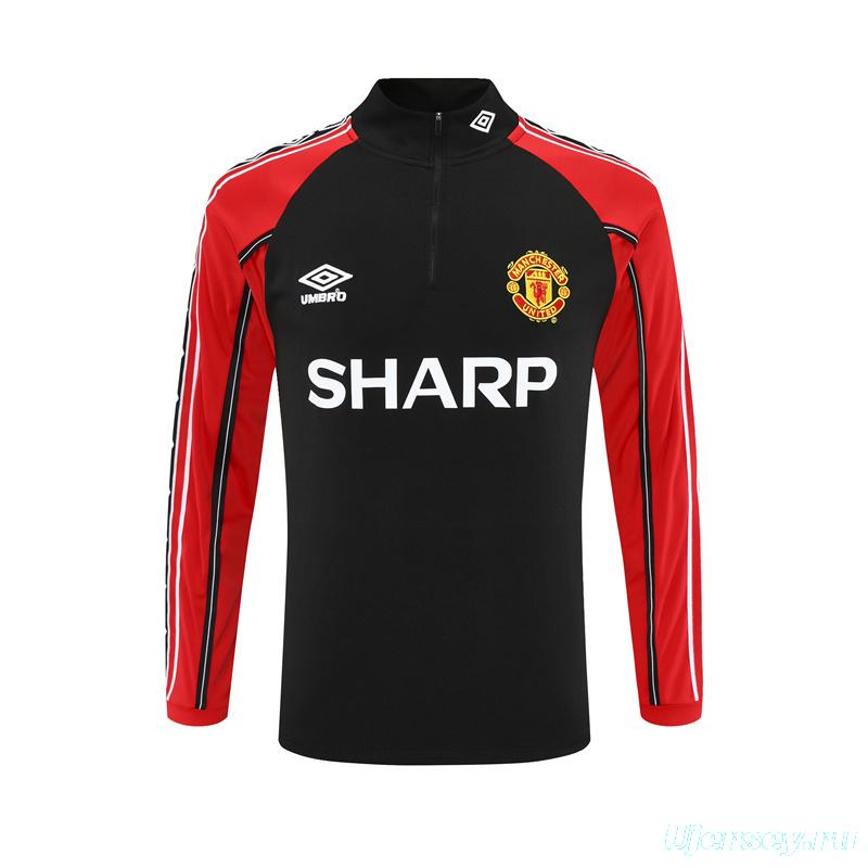 Retro 98/99 Manchester United Black Half Zipper Jacket