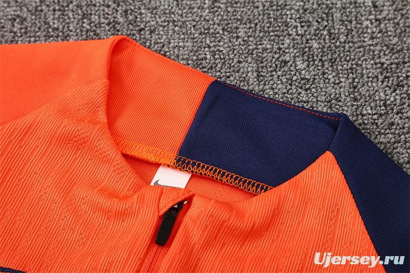 Player Version 25/26 Barcelona Orange T90 Half Zipper Jacket+Long Pants
