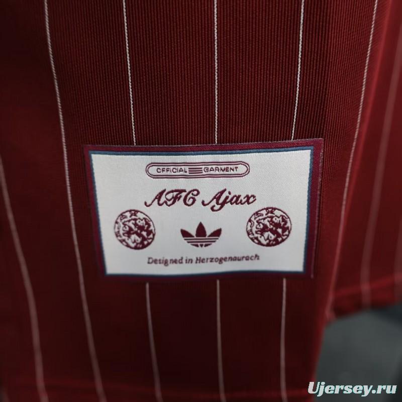 Player Version 25/26 Ajax Wine Adidas Original Casual Jersey