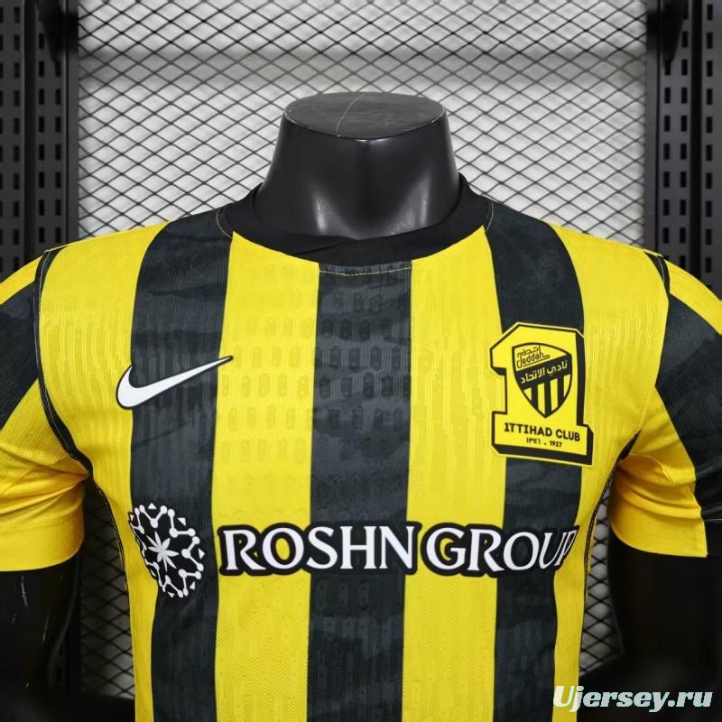 Player Version 25/26 Al Ittihad Home Jersey With New Sponsor