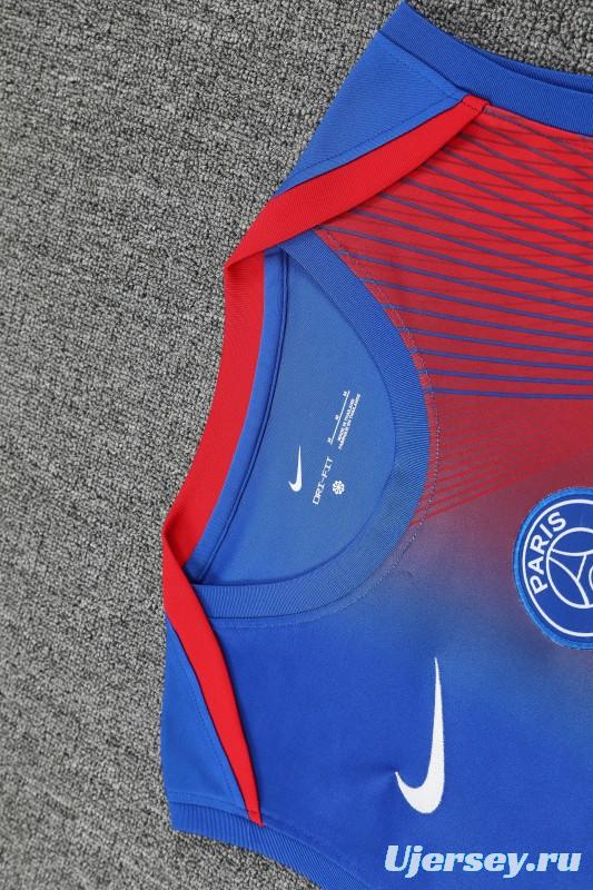 25/26 PSG Red/Blue Vest Jersey+Shorts