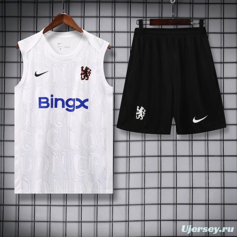 25/26 Chelsea White Vest Jersey+Shorts