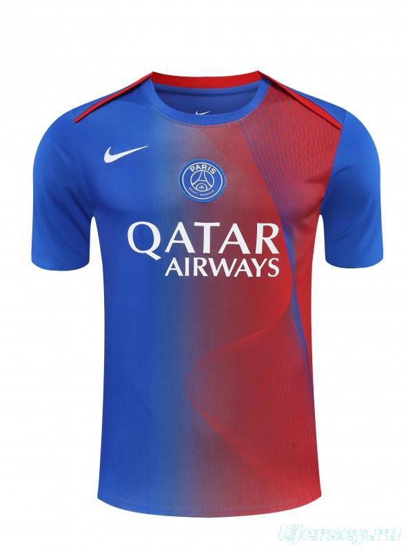 25/26 PSG Red/Blue Short Sleeve Jersey+Shorts