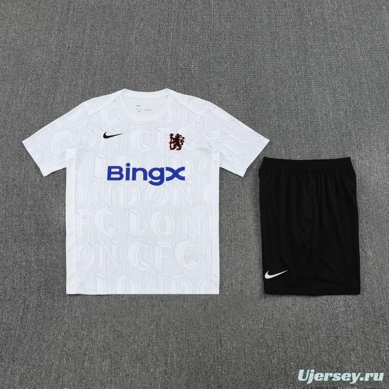 25/26 Chelsea White Short Sleeve Jersey+Shorts