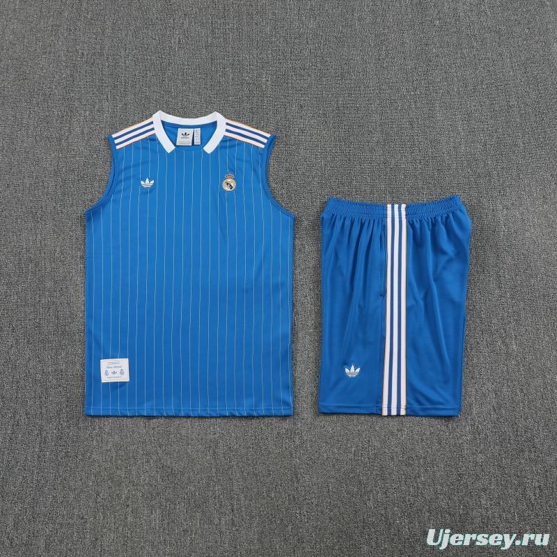 25/26 Real Madrid Adidas Original Blue Vest Jersey+Shorts
