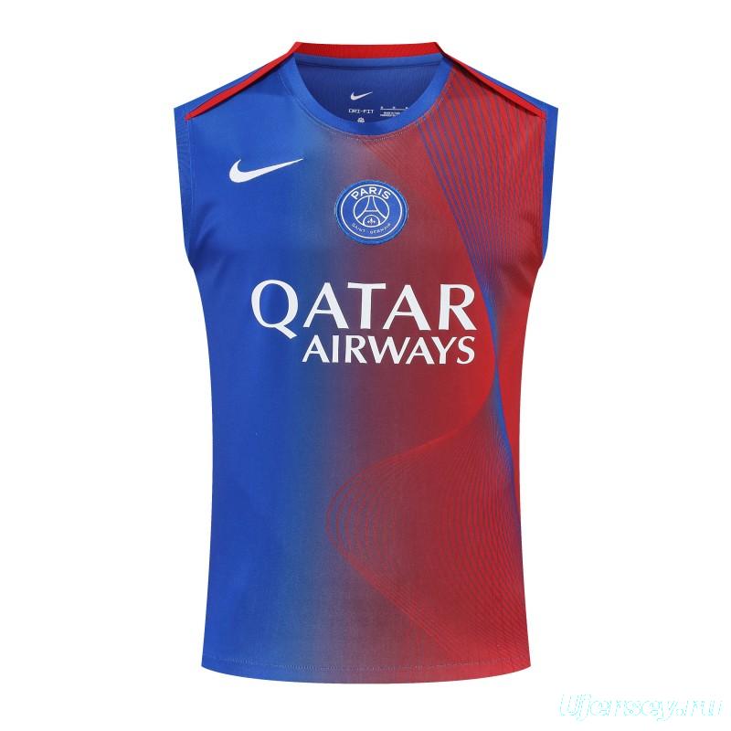 25/26 PSG Red/Blue Vest Jersey+Shorts