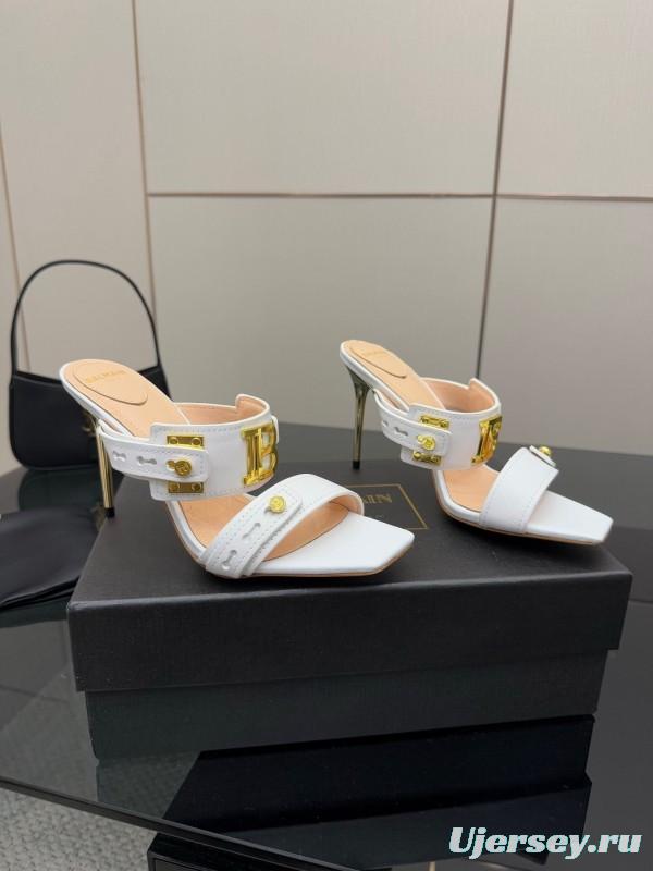Balmain 2025 SS Metal Heel High Heel Sandals - KFY00320