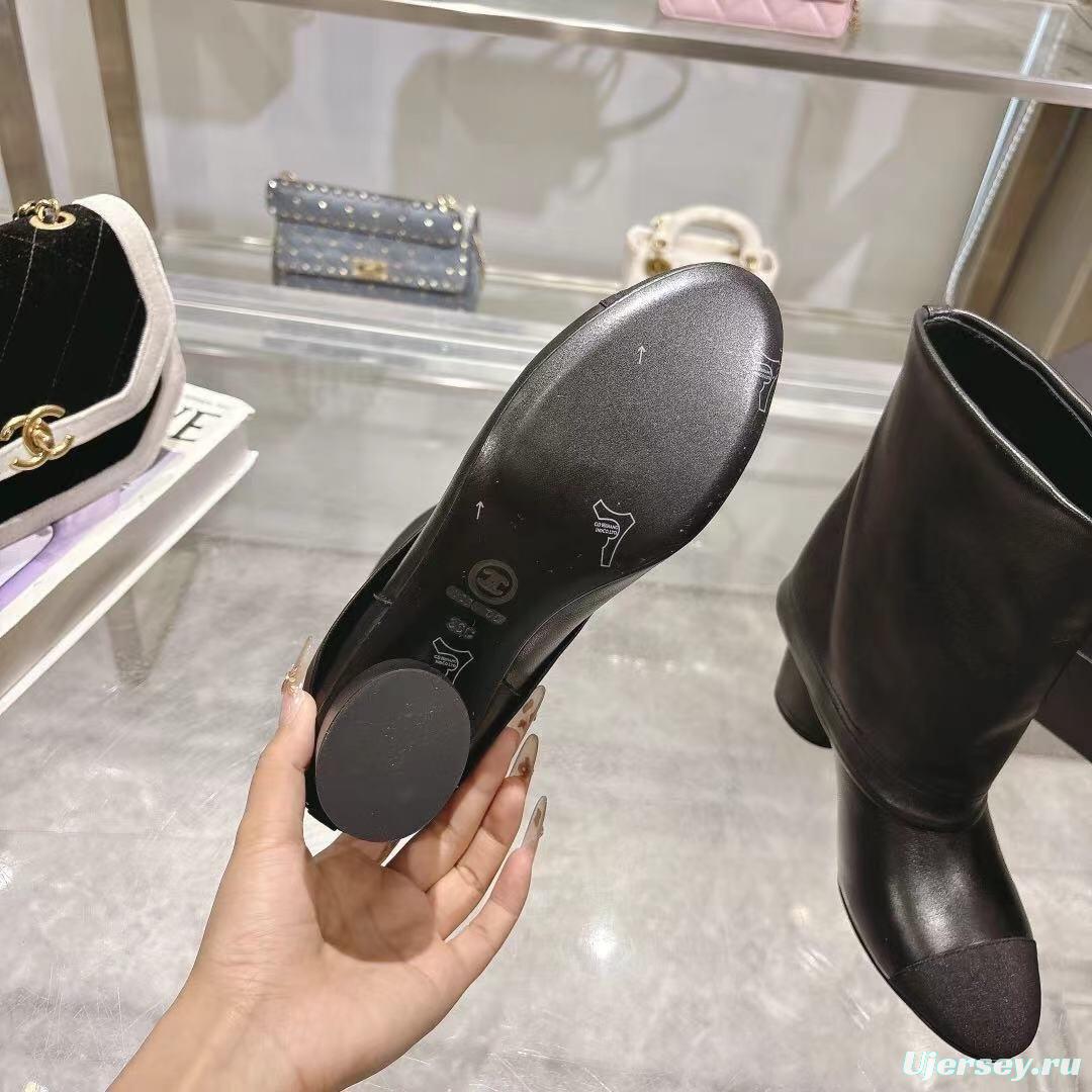 Chanel 2025/SS Runway Turn-Cuff Block Heel Straight Boots Tube Boots Classic Color Block - LY00400